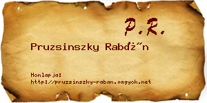 Pruzsinszky Rabán névjegykártya